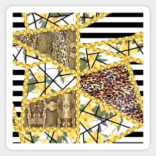 Animals skin texture with yellow flowers Sticker